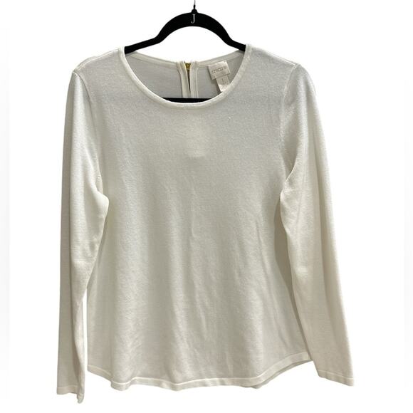 Chico’s  White Sweater With Zipper On The Back Size 1 - Picture 1 of 8